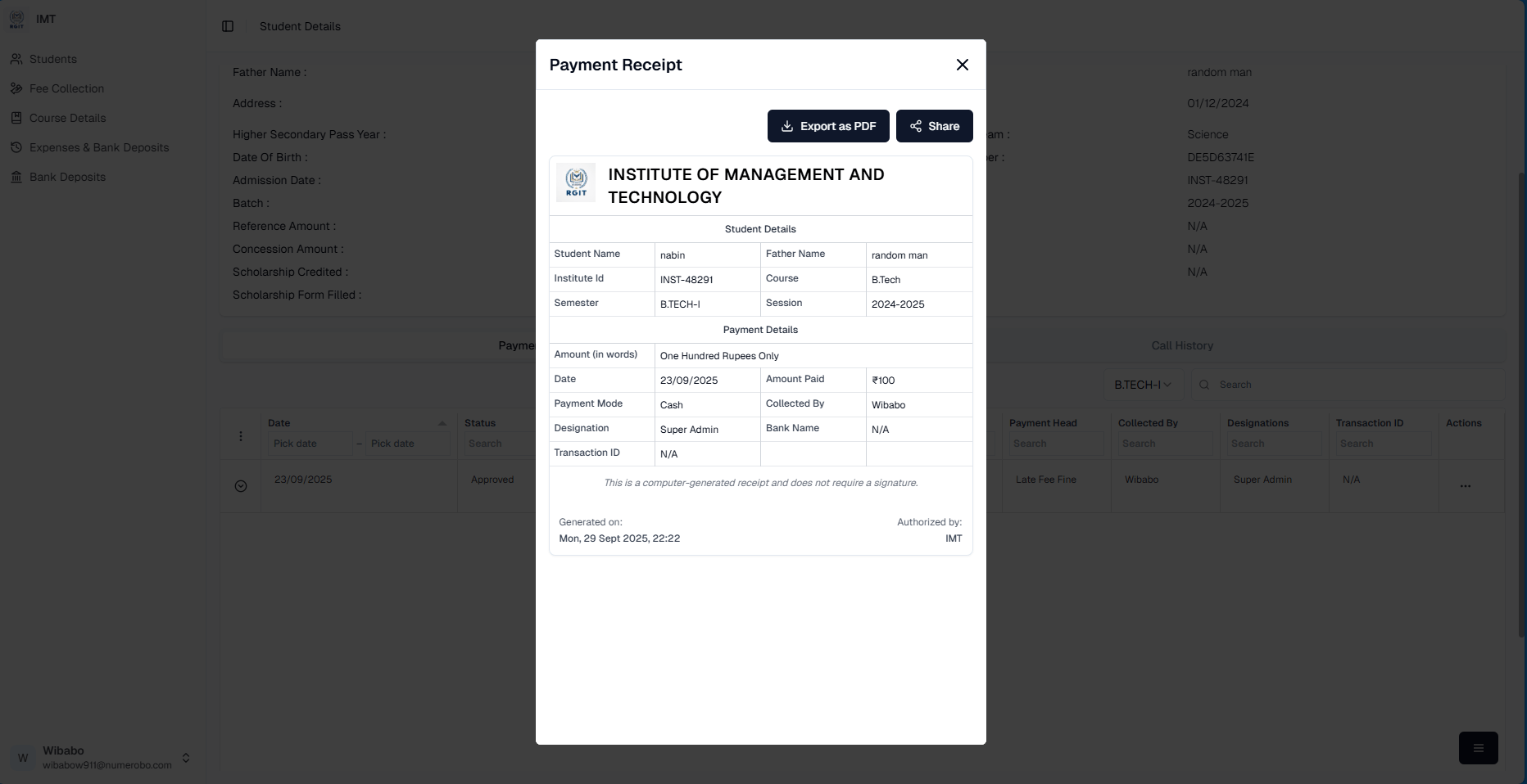 Project Screen